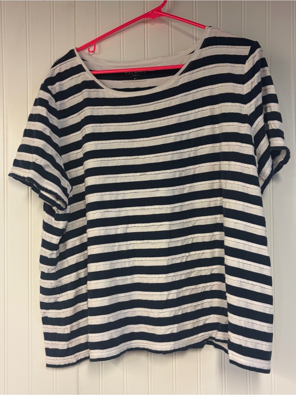 Talbots Striped Navy and White Women's Tee - Classic Casual Top 2X